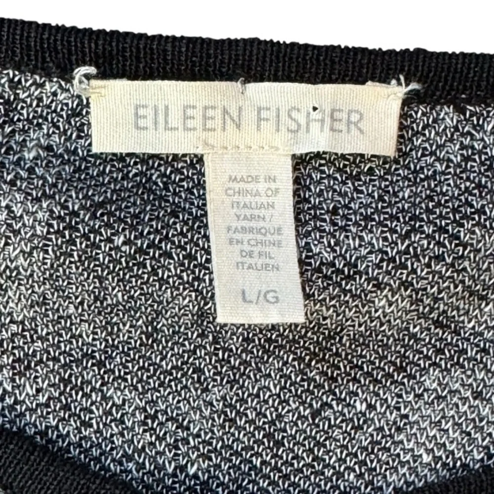 Eileen Fisher Organic Linen Crepe Knit Round Neck Cardigan size L